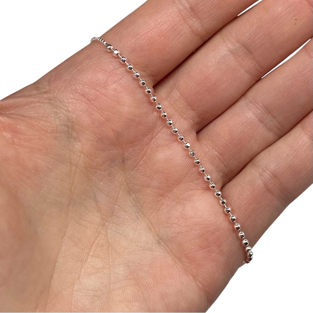 Ankle Bracelet Anklet Solid 925 Sterling Silver Beaded Box Chain - Picture 6 of 7